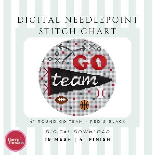Go Team 4" Round | Red & Black | Gameday Button | Ornament (Digital Download)
