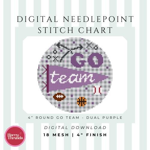 Go Team 4" Round | Dual Purple | Gameday Button | Ornament (Digital Download)