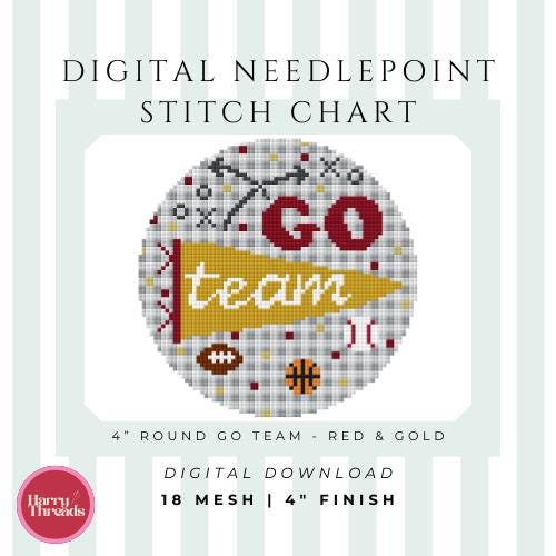 Go Team 4" Round | Red & Gold | Gameday Button | Ornament (Digital Download)