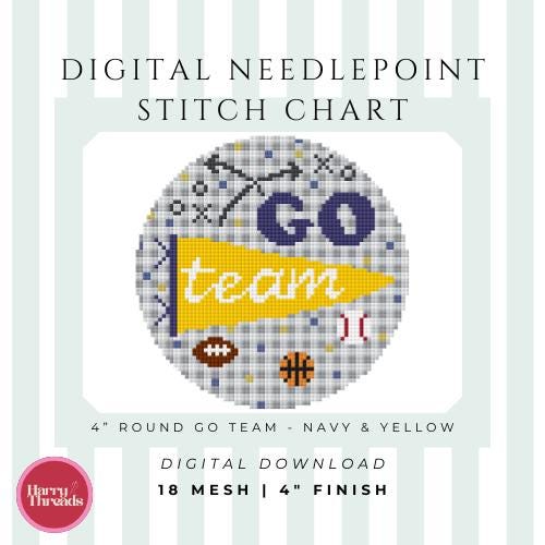 Go Team 4" Round | Navy & Yellow | Gameday Button | Ornament (Digital Download)
