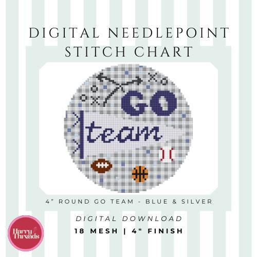 Go Team 4" Round | Blue & Silver | Gameday Button | Ornament (Digital Download)