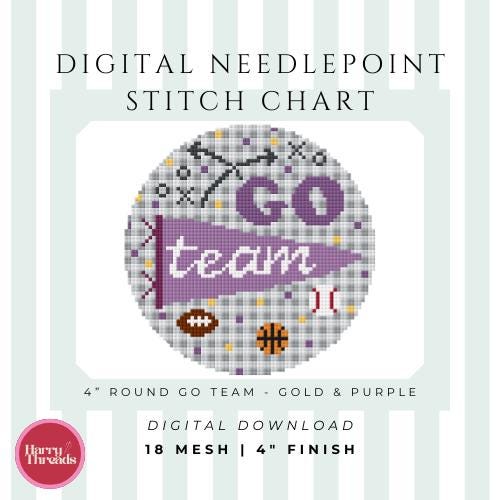 Go Team 4" Round | Gold & Purple | Gameday Button | Ornament (Digital Download)