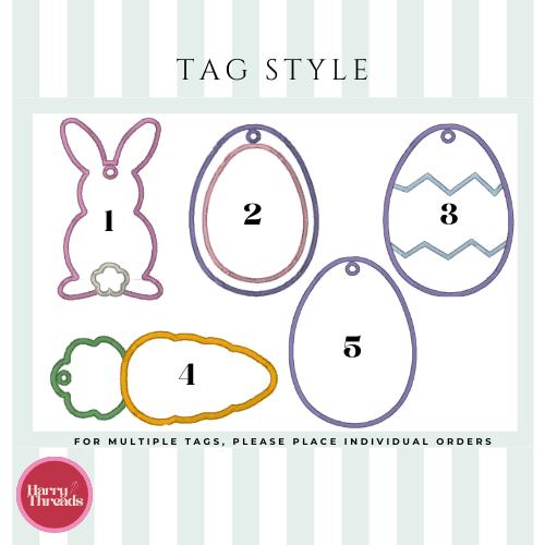 Personalized Easter Basket Applique Tags – Custom Bunny, Egg, & Carrot Name Tags
