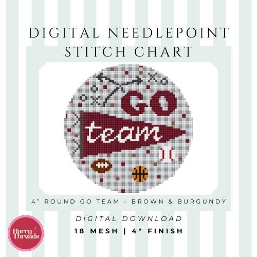 Go Team 4" Round | Brown & Burgundy | Gameday Button | Ornament (Digital Download)