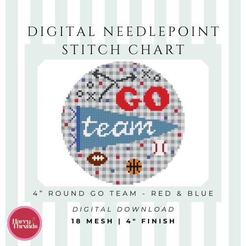 Go Team 4" Round | Red & Blue | Gameday Button | Ornament (Digital Download)