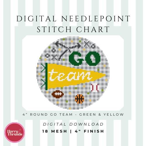 Go Team 4" Round | Green & Yellow | Gameday Button | Ornament (Digital Download)