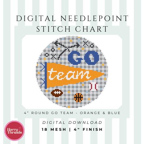 Go Team 4" Round | Orange & Blue | Gameday Button | Ornament (Digital Download)